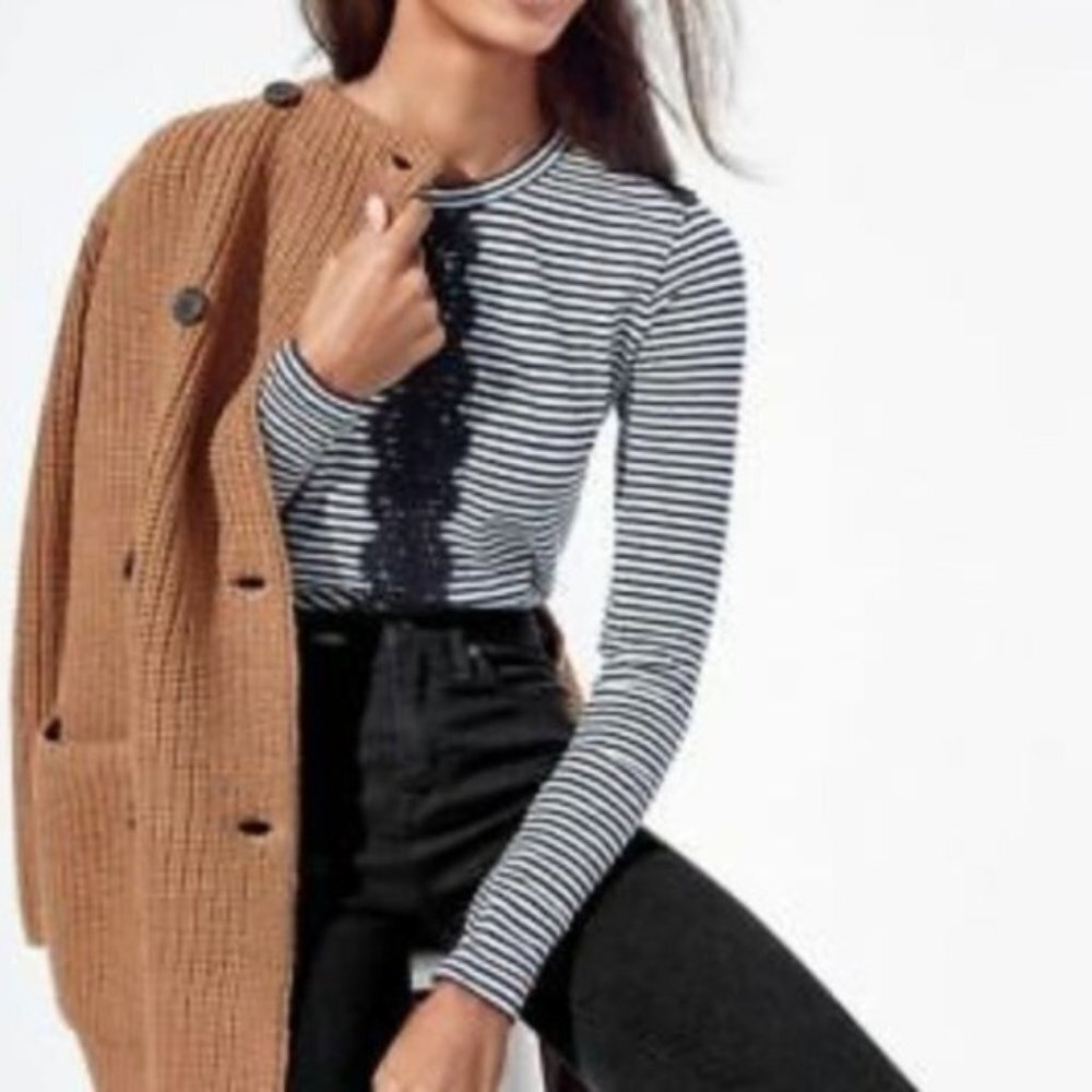 J.Crew striped lace detailed top size small (V19)